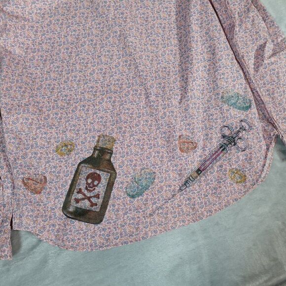 Vintage Levis Floral Button Shirt Womens 12 Betty Boop Art Pink 80s 90s - Picture 8 of 12